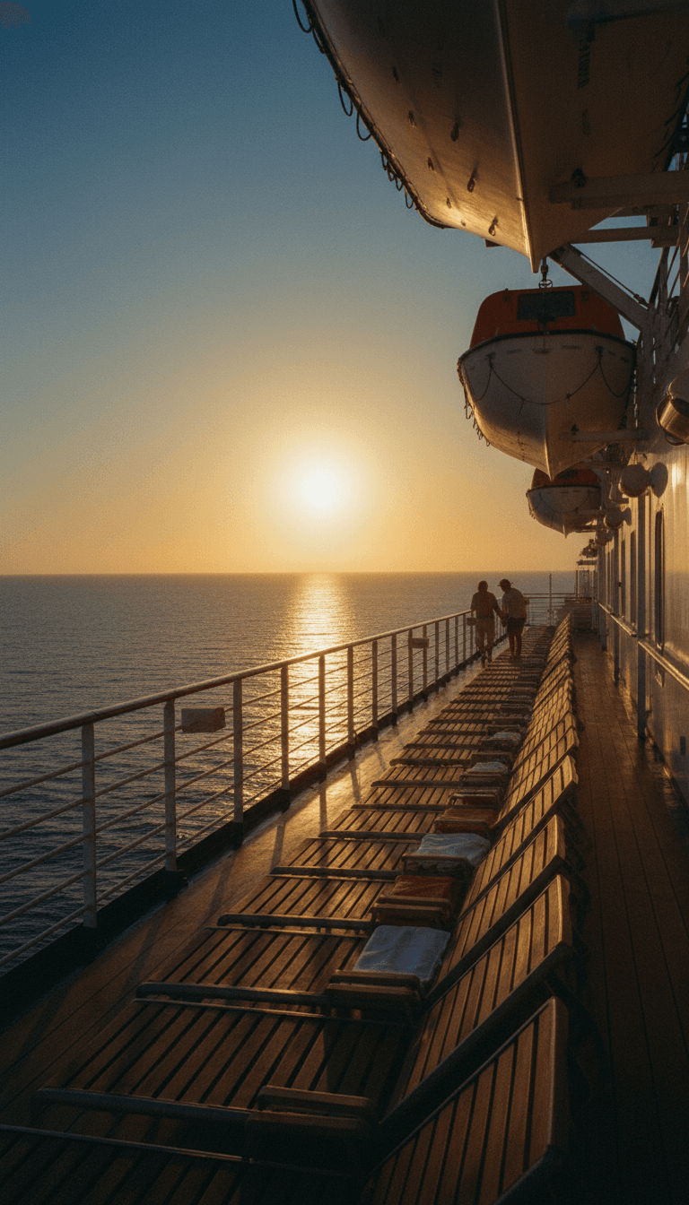 Cubierta de un crucero al atardecer